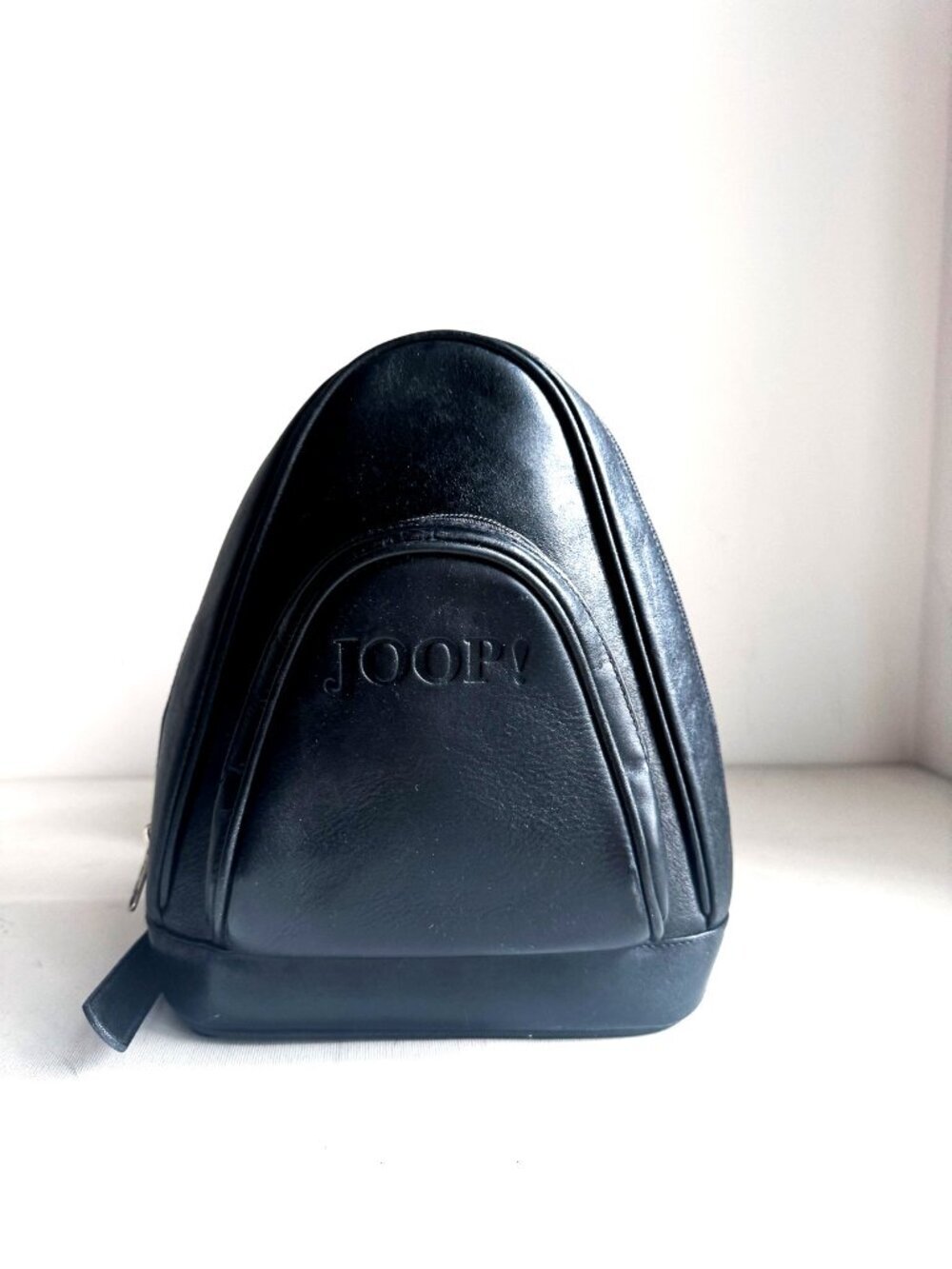 Vintage Joop Black Leather Small Convertible Backpack